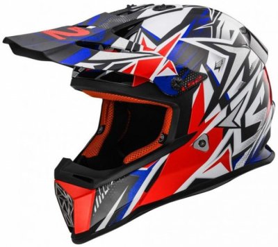 Кроссовый шлем LS2 MX437 FAST STRONG WHITE RED BLUE