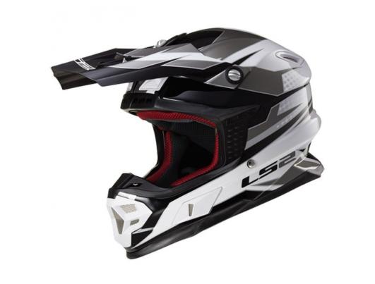Кроссовый шлем LS2 MX456 Factory Hi-Vis White Black Titanium Gloss