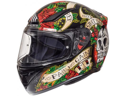 MT Helmets REVENGE Skull & Rose Gloss Black/Red