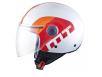 MT Helmets Street Metro pearl white / orange / red