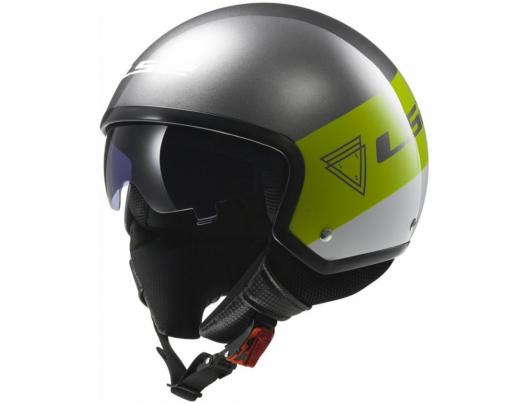 Открытый шлем LS2 OF561 Wave Beat Fluo Green Grey White