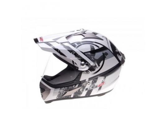 Шлем мотард LS2 MX433 Stripe White Black Gloss
