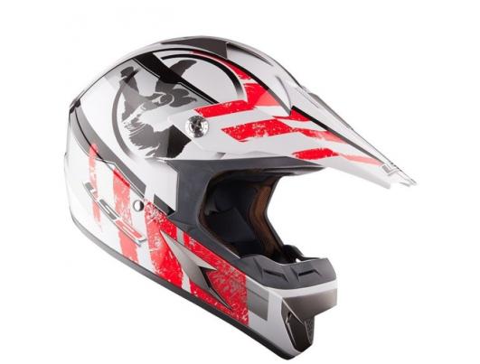 Кроссовый шлем LS2 MX433 Stripe White Red Gloss
