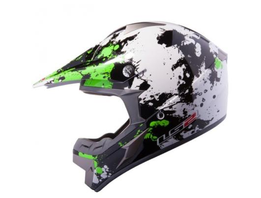Кроссовый шлем LS2 MX433 Blast White Black Green Gloss
