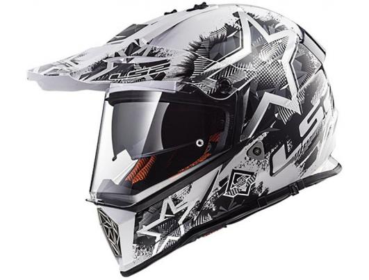 Шлем мотард LS2 MX436 PIONEER CHAOS WHITE BLACK