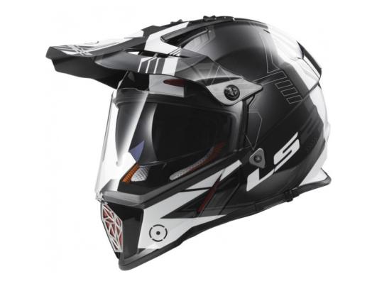 Шлем мотард LS2 MX436 PIONEER TRIGGER BLACK WHITE TITANIUM