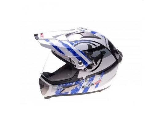 Шлем мотард LS2 MX433 Stripe White Blue Gloss