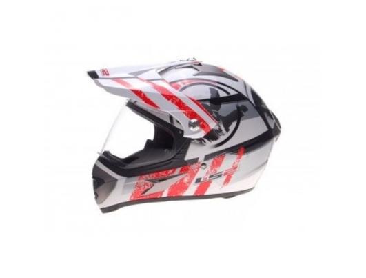 Шлем мотард LS2 MX433 Stripe White Red Gloss